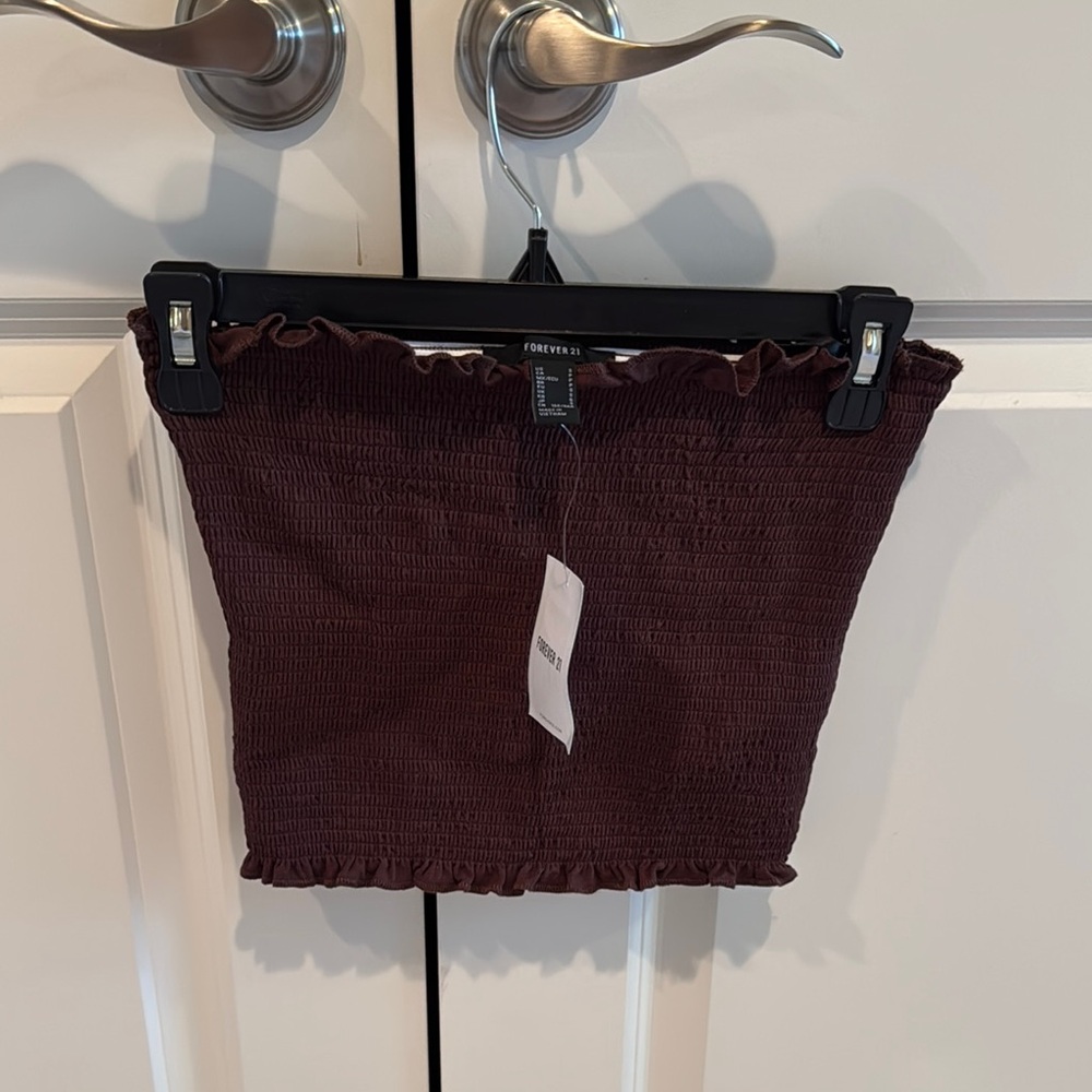 Forever 21 Dark Brown Ruffle Tube Top